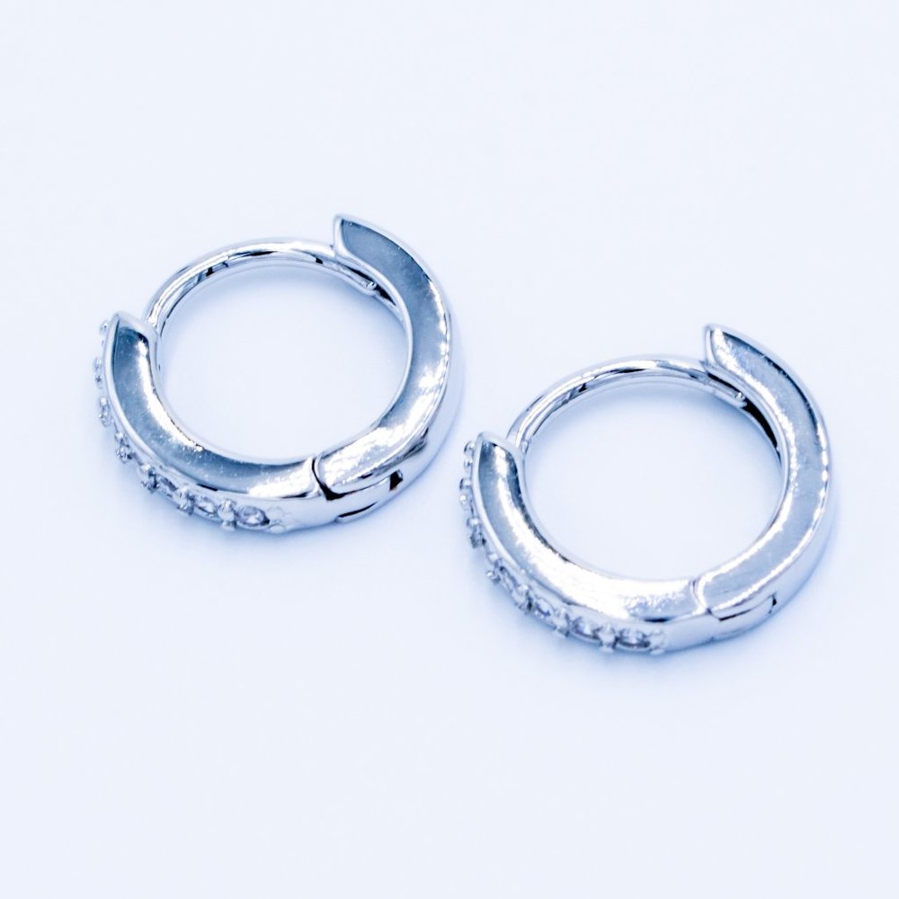Zircon Silver Hoop Earrings